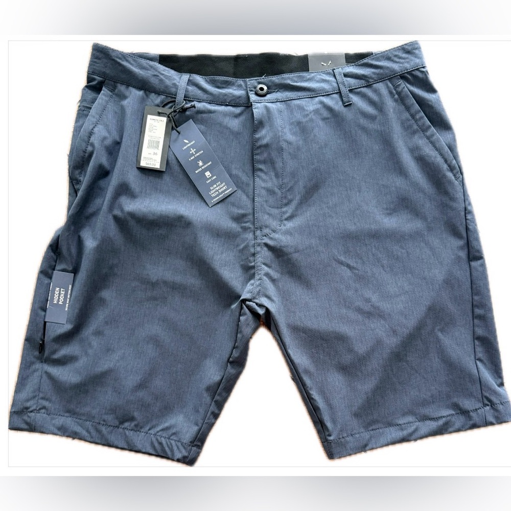 NWT Kenneth Cole Blue Heather Tech Short Slim Fit Size 36